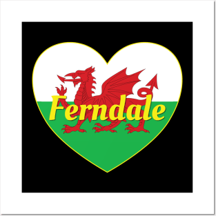 Ferndale Wales UK Wales Flag Heart Posters and Art